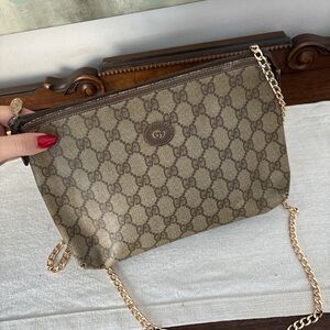Gucci Brown Monogram Chain Bag clutch